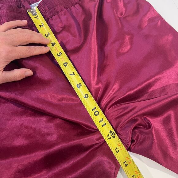 Vtg 100% silk lined elastic tie waist straight leg trousers XL raspberry pink - Picture 5 of 9